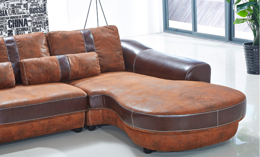 Suede Leather Sofa Lounge Set, Leather And Suede Sofa