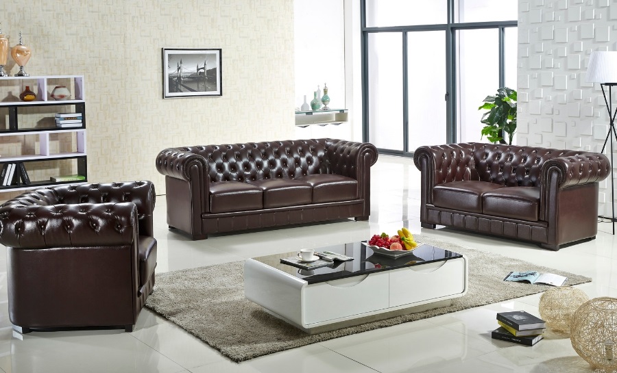 Europa Chesterfield 3 Seater Leather Sofa