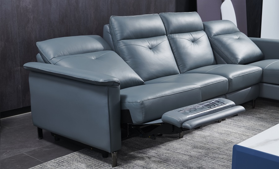 Edward Leather Recliner Lounge With Chaise