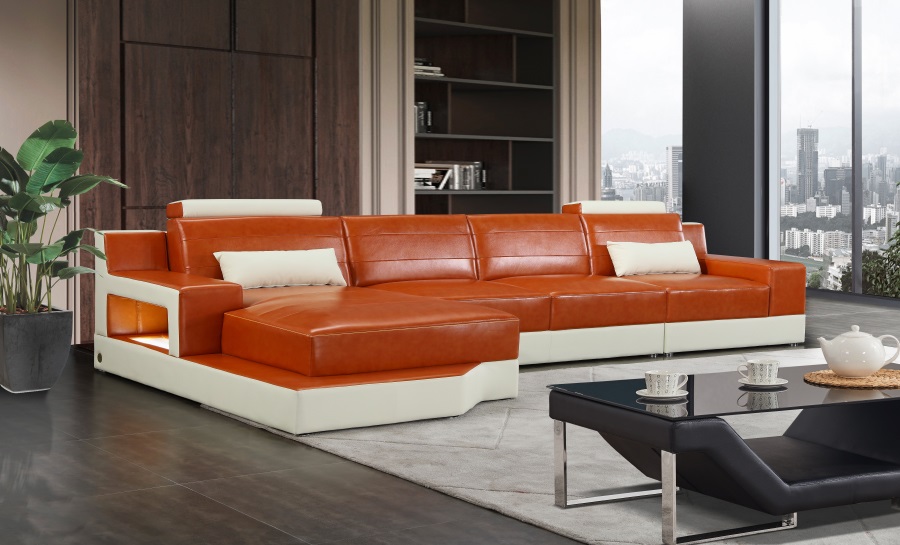 Brussel Leather Sofa Lounge Set, Modern White Cream Leather Sofa