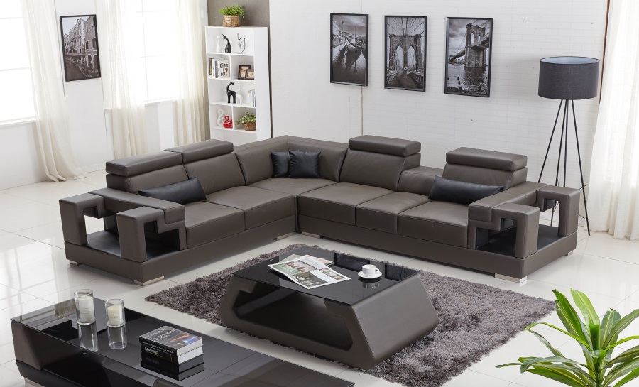 Lumere L Leather Sofa Lounge Set, Modern Grey Leather Sofa Living Room Ideas