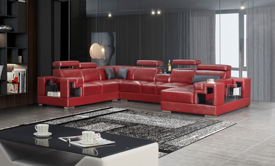 Lumere - U Leather Sofa Lounge Set