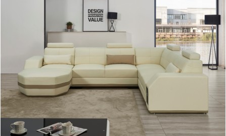 Emma - U Leather Sofa Lounge Set