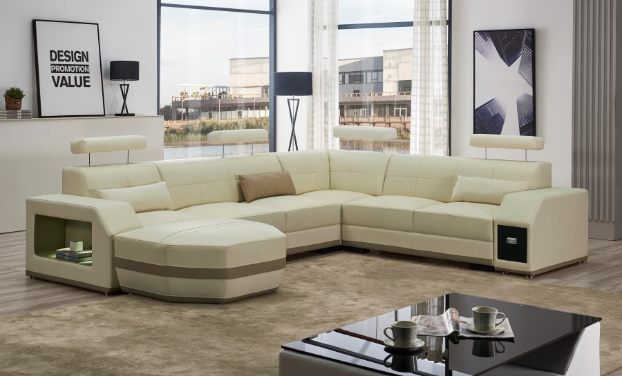 Emma - U Leather Sofa Lounge Set