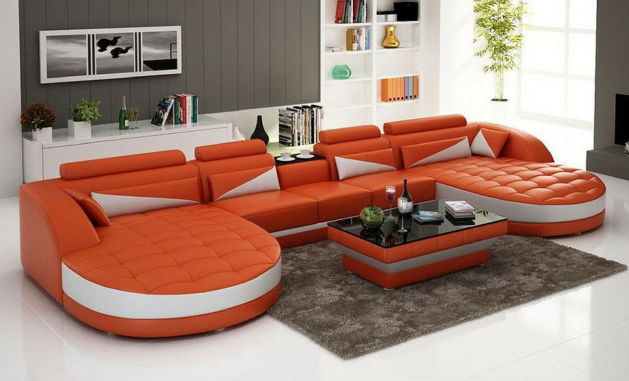 Eclipse Leather Sofa Lounge Set, Gordon Blue Leather Sofa