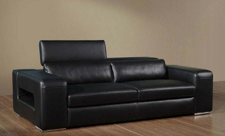 Boxstripe 3 Seater Leather Sofa, Black Leather 3 Seater Sofa Bed Philippines