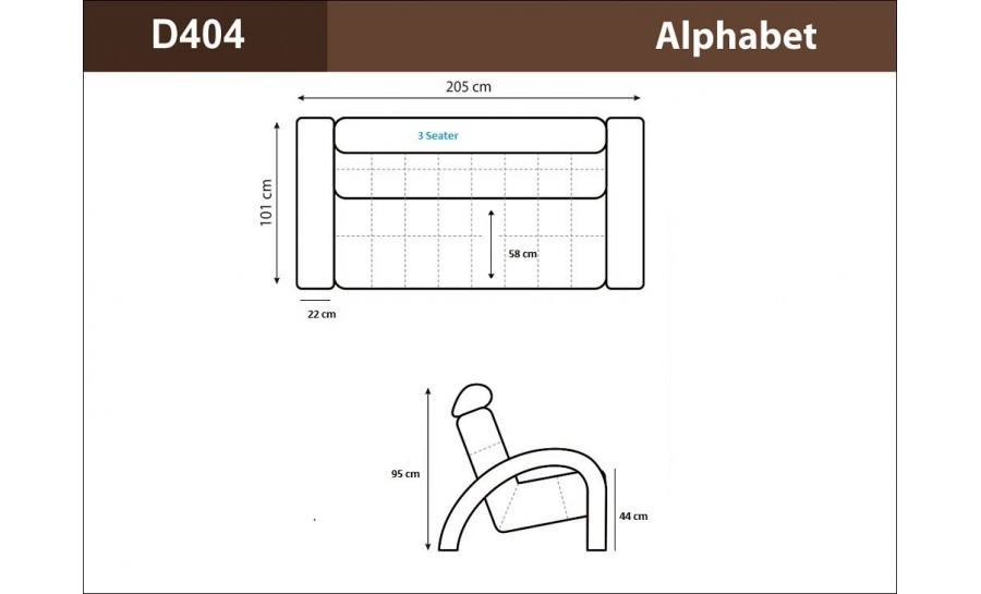 Alphabet 3 Seater Leather Sofa