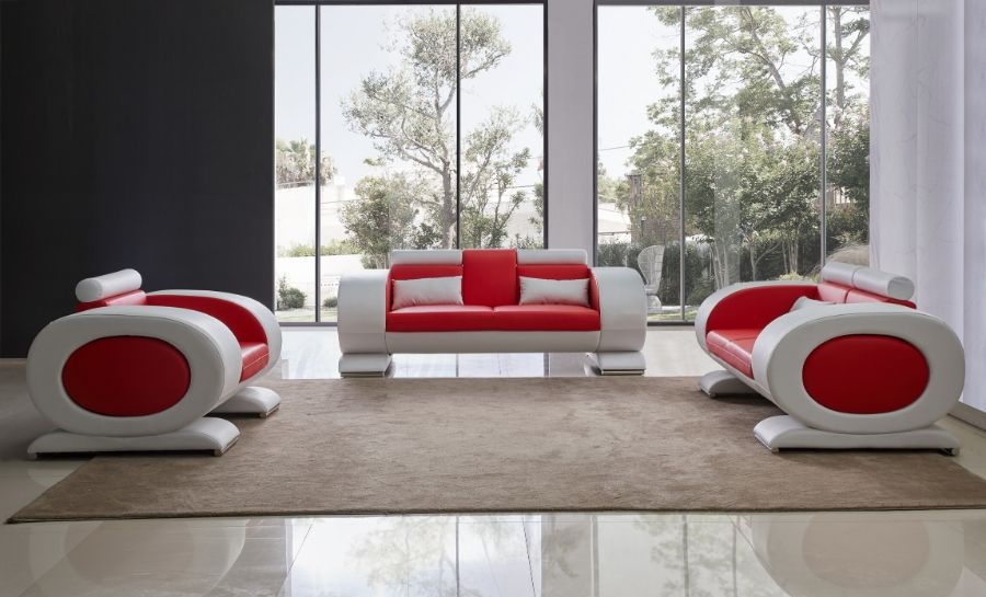 Geneva Leather Sofa Lounge Set