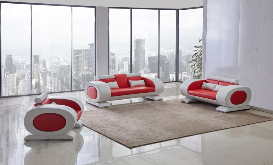 Geneva Leather Sofa Lounge Set