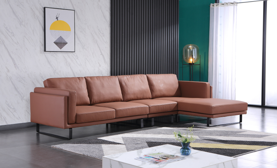 Archer Leather Sofa With Chaise 