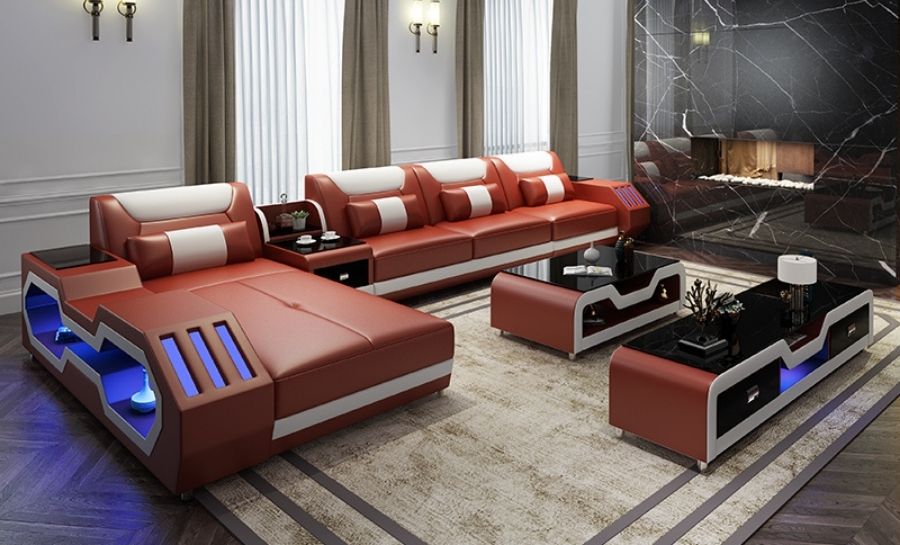 Explorer Leather Lounge With Chaise
