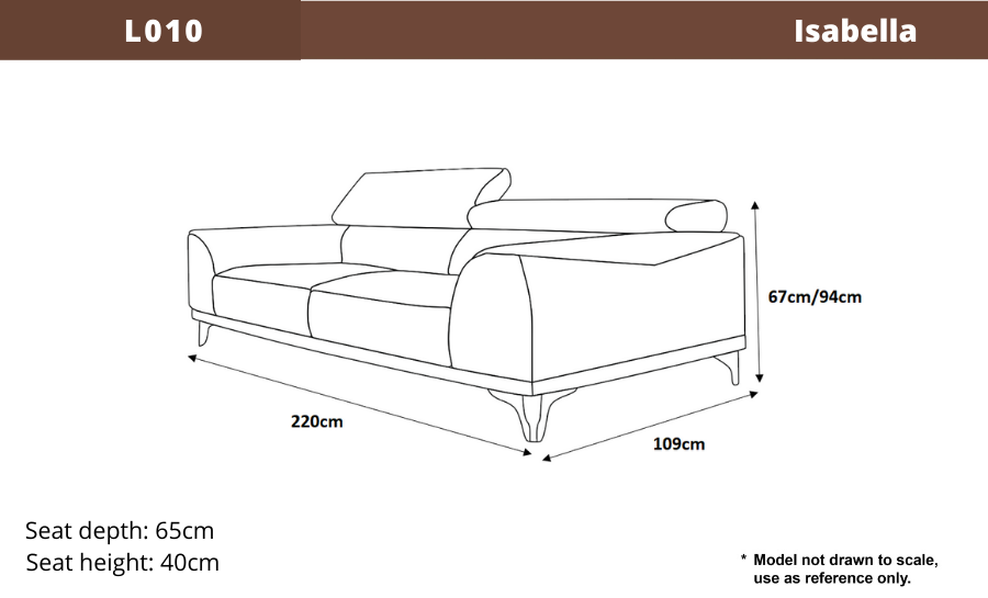 Isabella 3 Seater Fabric Sofa