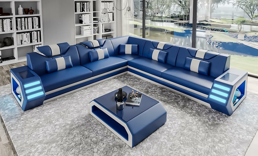 Cosmos Leather LED Corner Lounge