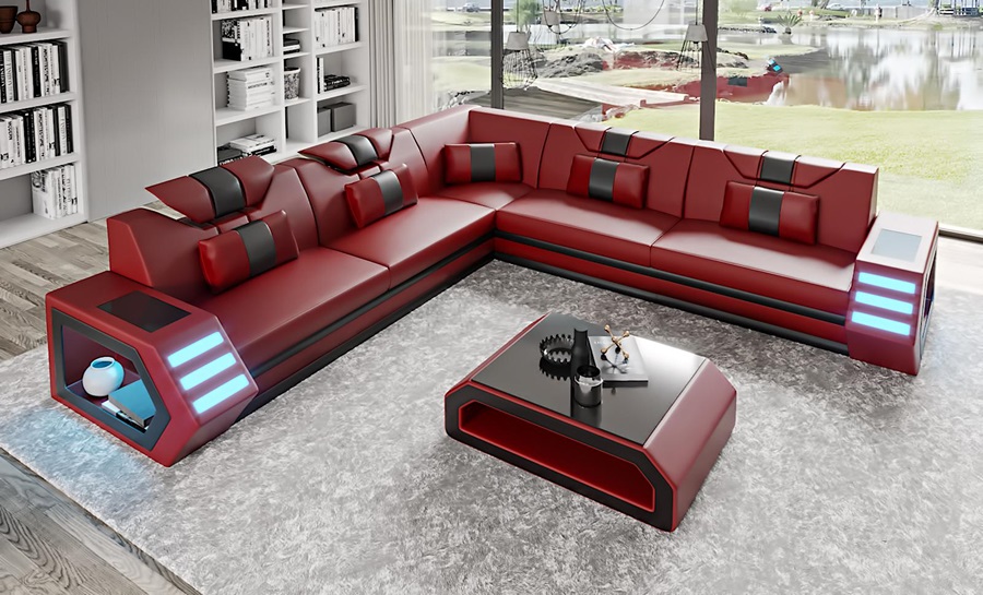 Cosmos Leather LED Corner Lounge