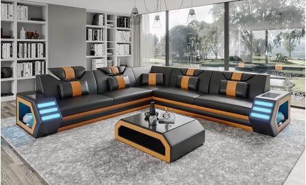 Cosmos Leather LED Corner Lounge