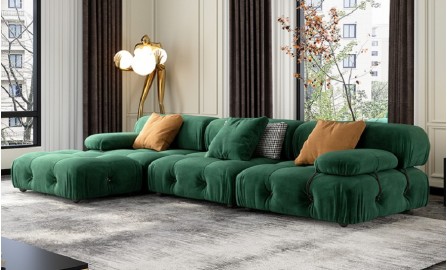 Galileo Velvet 3 Seater With Ottoman