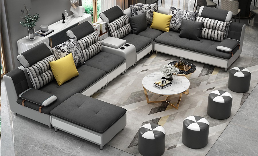 Conrad Fabric/leather Modular Lounge