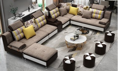 Conrad Fabric/leather Modular Lounge