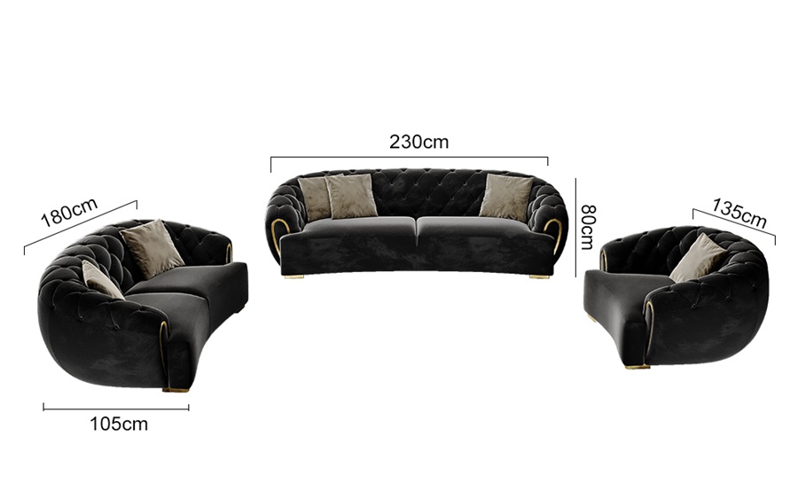 Jasper Velvet 3+2+1 Sofa Set