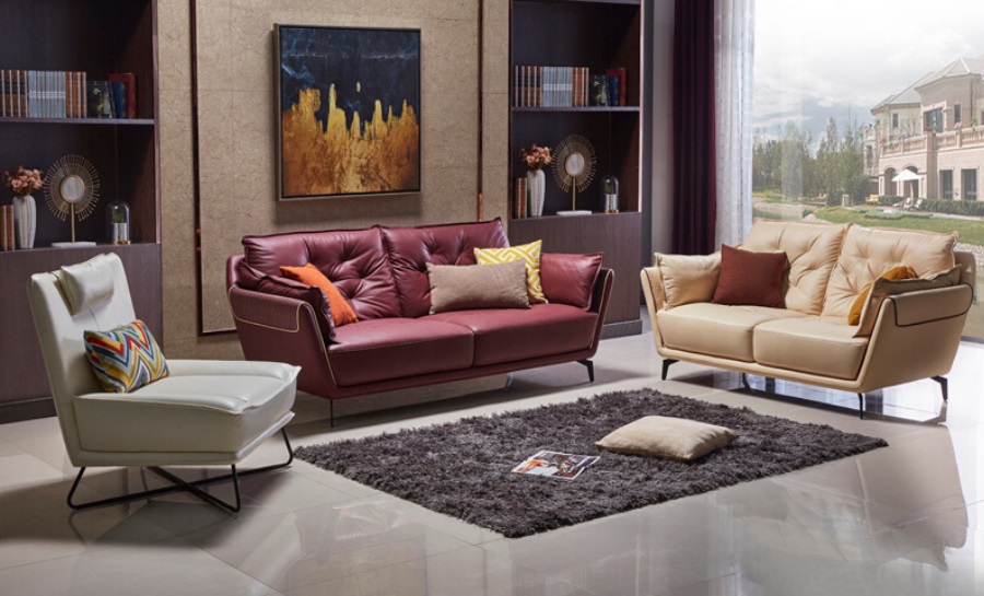 Garnet Leather Sofa Lounge Set