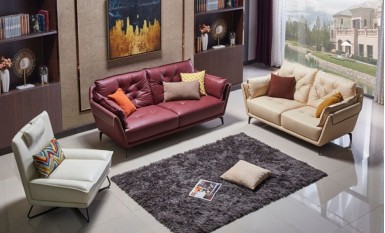 Garnet Leather Sofa Lounge Set