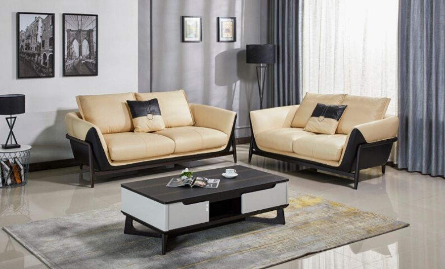 Onyx Leather Sofa Lounge Set